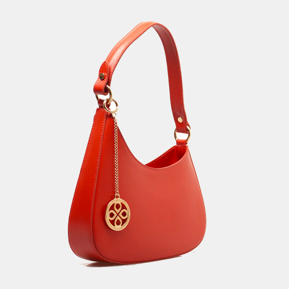 Borsa a Spalla VIAVERDI in Pelle Arancio Made in Italy linea Certaldo - Image 4