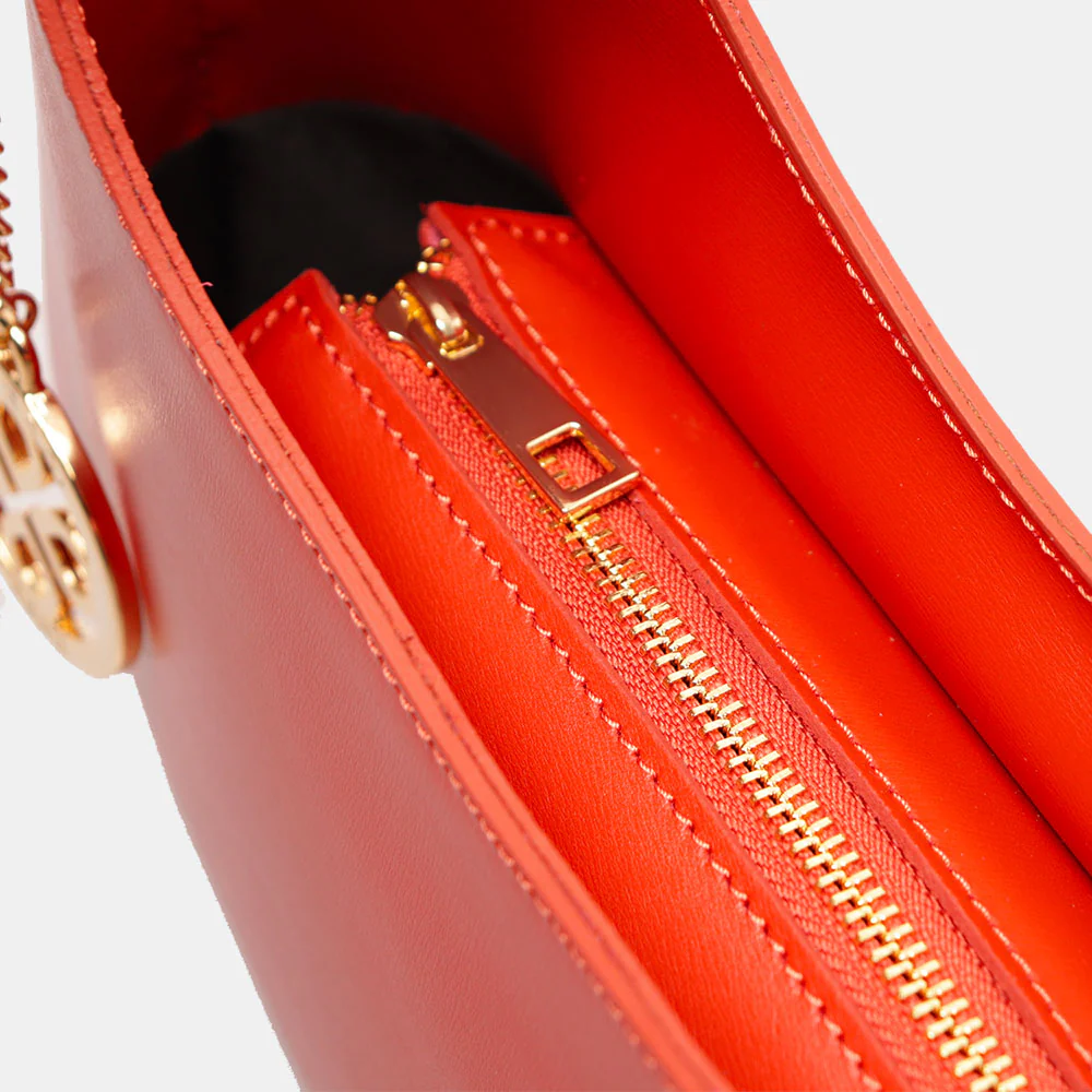 Borsa a Spalla VIAVERDI in Pelle Arancio Made in Italy linea Certaldo - Image 6