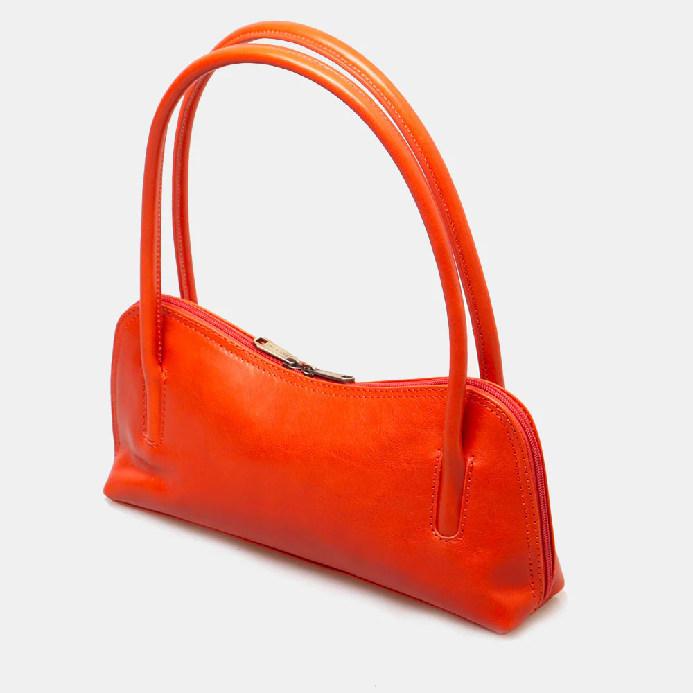 Borsa a Spalla VIAVERDI in Pelle Arancio Made in Italy linea Firenze - Image 5
