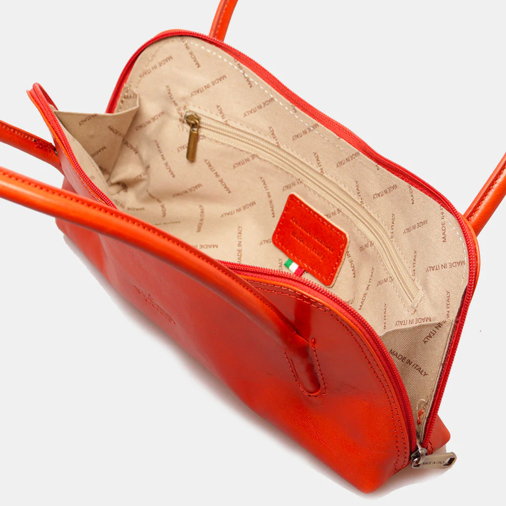 Borsa a Spalla VIAVERDI in Pelle Arancio Made in Italy linea Firenze - Image 6