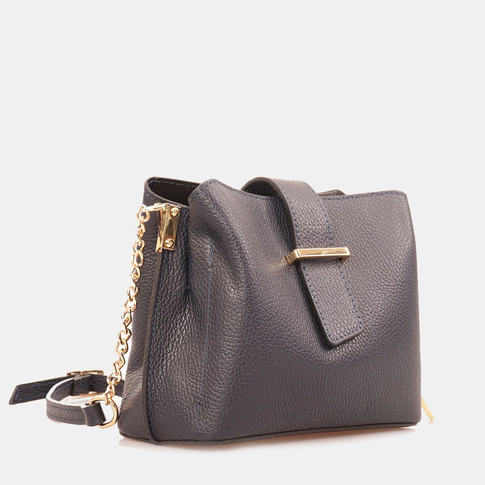 Borsa a Spalla VIAVERDI in Pelle Blu Made in Italy linea - Image 2