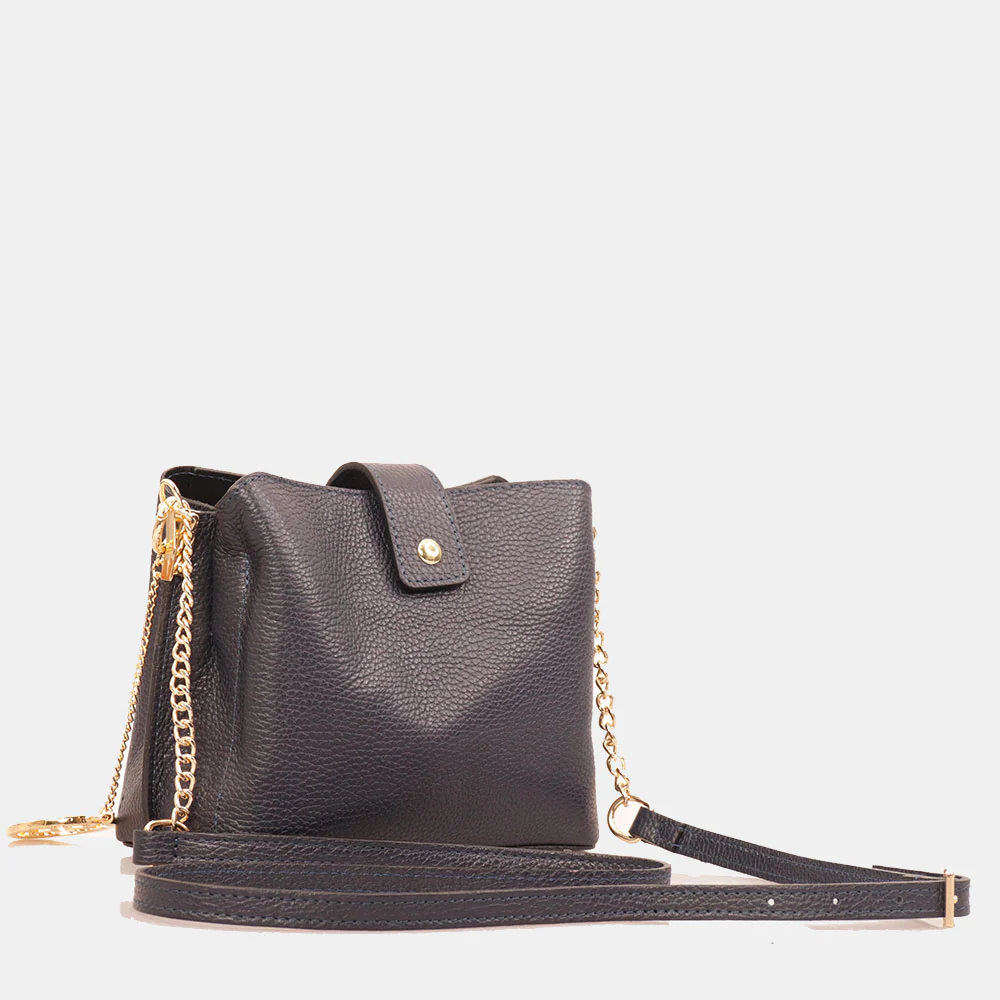 Borsa a Spalla VIAVERDI in Pelle Blu Made in Italy linea - Image 3