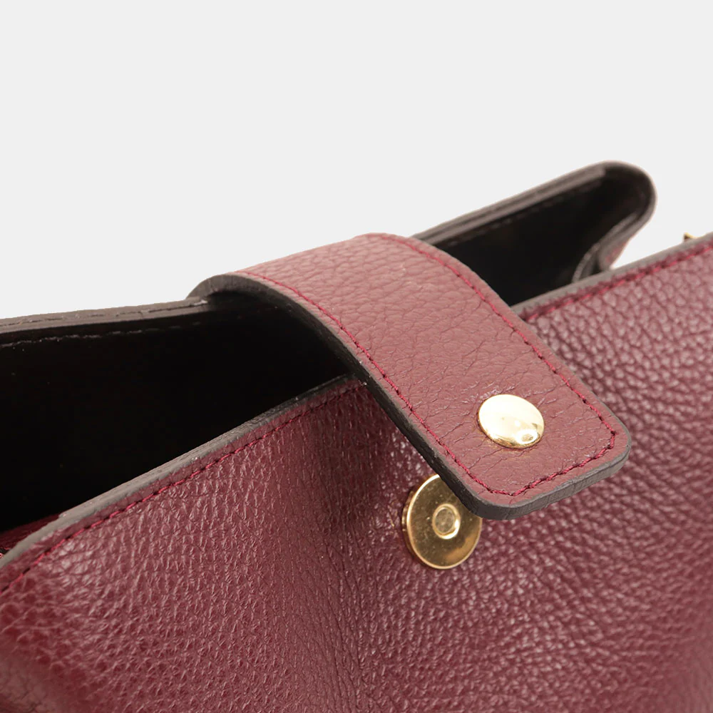 Borsa a Spalla VIAVERDI in Pelle Bordeaux Made in Italy - Image 5
