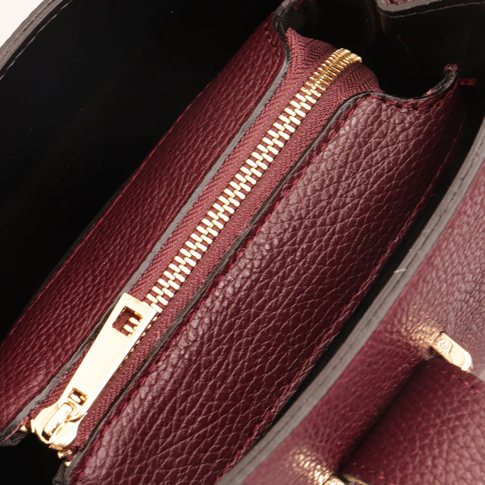 Borsa a Spalla VIAVERDI in Pelle Bordeaux Made in Italy - Image 6