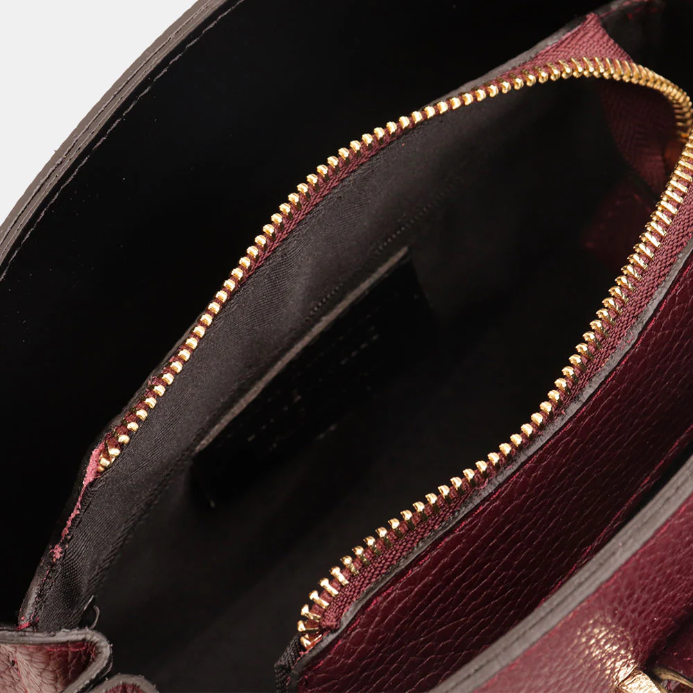 Borsa a Spalla VIAVERDI in Pelle Bordeaux Made in Italy - Image 7