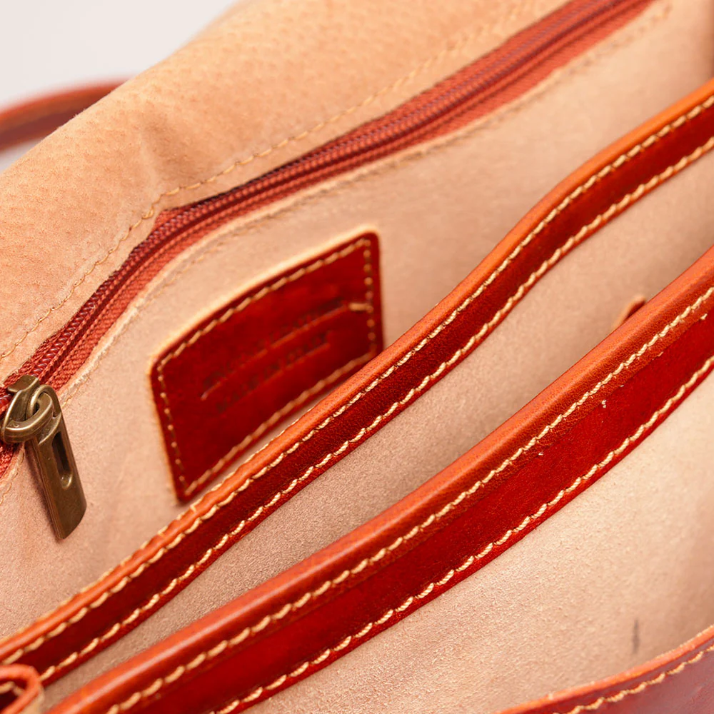 Borsa a Tracolla VIAVERDI in Pelle color color Cuoio Made in Italy linea Firenze - Image 10