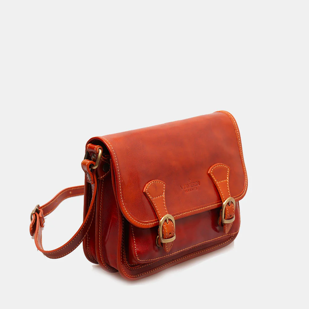 Borsa a Tracolla VIAVERDI in Pelle color color Cuoio Made in Italy linea Firenze - Image 5