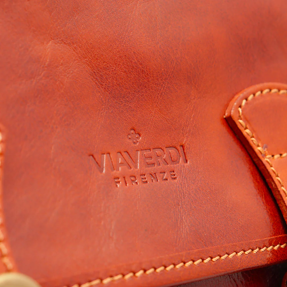 Borsa a Tracolla VIAVERDI in Pelle color color Cuoio Made in Italy linea Firenze - Image 7