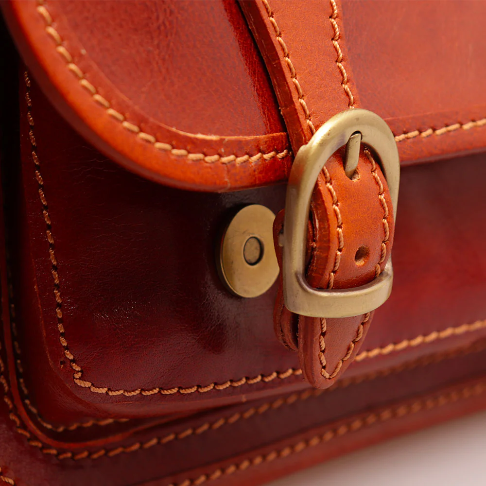 Borsa a Tracolla VIAVERDI in Pelle color color Cuoio Made in Italy linea Firenze - Image 8