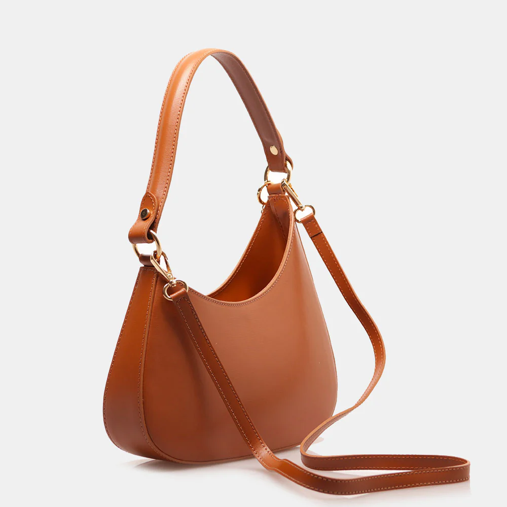 Borsa a Spalla VIAVERDI in Pelle color Cuoio Made in Italy linea Certaldo - Image 5