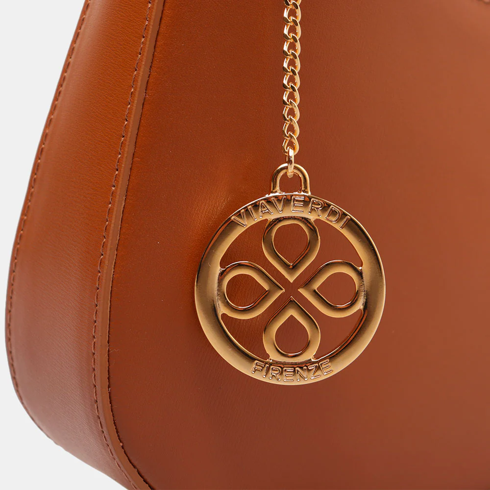 Borsa a Spalla VIAVERDI in Pelle color Cuoio Made in Italy linea Certaldo - Image 8