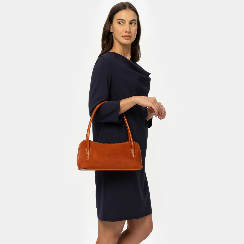 Borsa a Spalla VIAVERDI in Pelle Arancio Made in Italy linea Firenze - Image 2