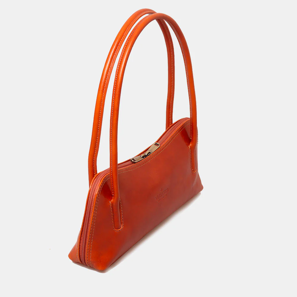 Borsa a Spalla VIAVERDI in Pelle color Cuoio Made in Italy linea Firenze - Image 5