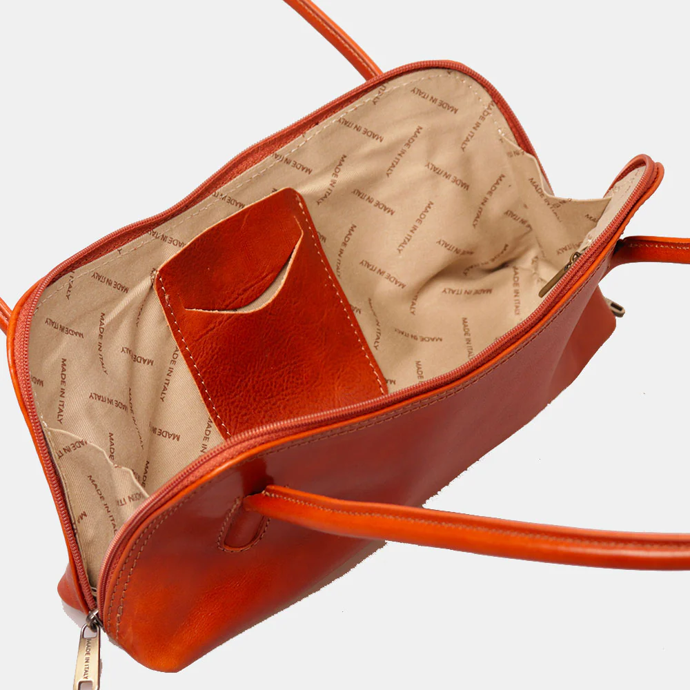 Borsa a Spalla VIAVERDI in Pelle color Cuoio Made in Italy linea Firenze - Image 8