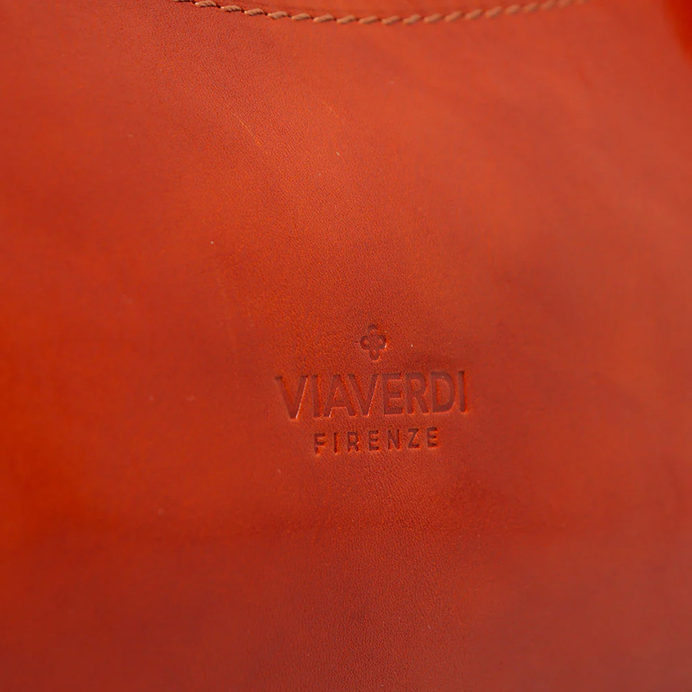 Borsa a Spalla VIAVERDI in Pelle color Cuoio Made in Italy linea Firenze - Image 9