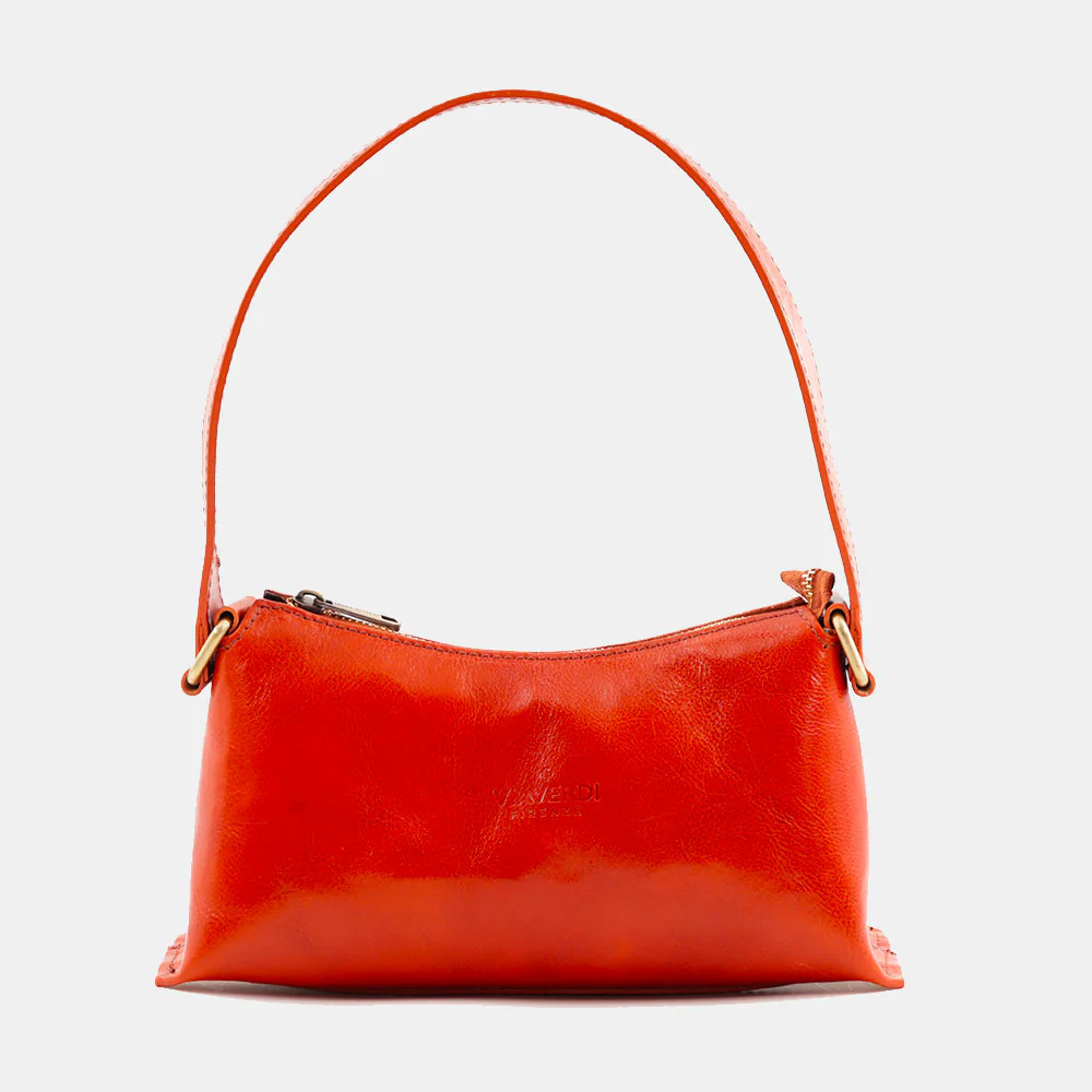 Borsa a Spalla VIAVERDI in Pelle color Cuoio Made in Italy linea Firenze