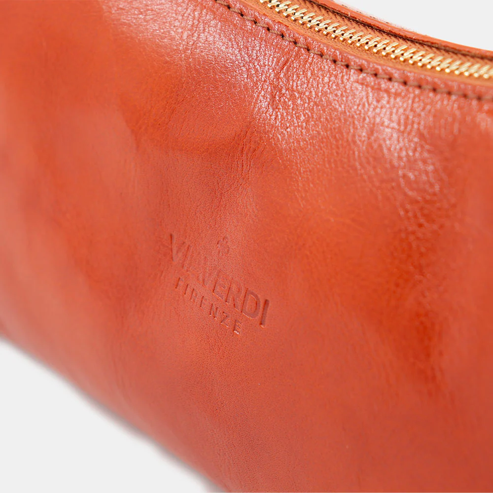 Borsa a Spalla VIAVERDI in Pelle color Cuoio Made in Italy linea Firenze - Image 6