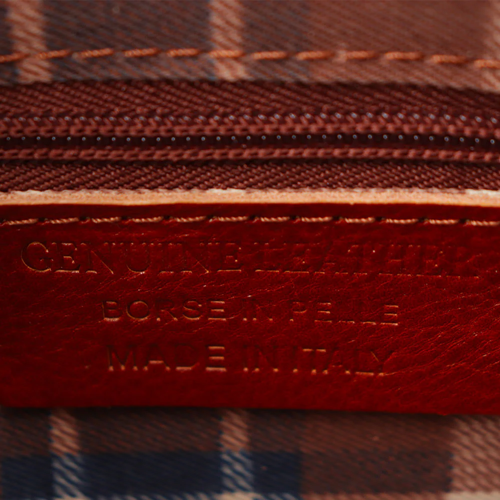 Borsa a Spalla VIAVERDI in Pelle color Cuoio Made in Italy linea Firenze - Image 9