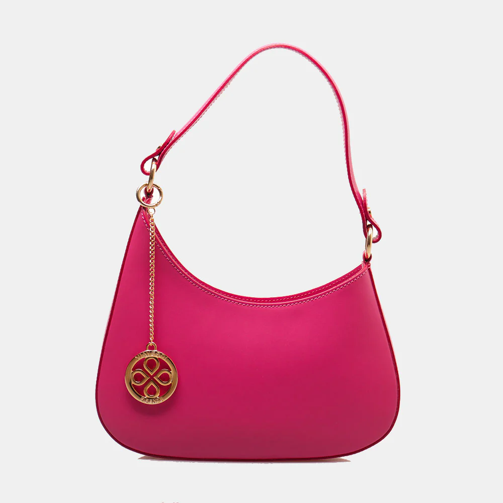 Borsa a Spalla VIAVERDI in Pelle Fucsia Made in Italy linea Certaldo