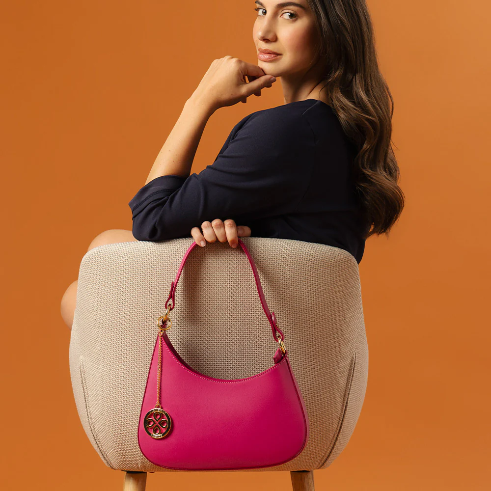 Borsa a Spalla VIAVERDI in Pelle Fucsia Made in Italy linea Certaldo - Image 3