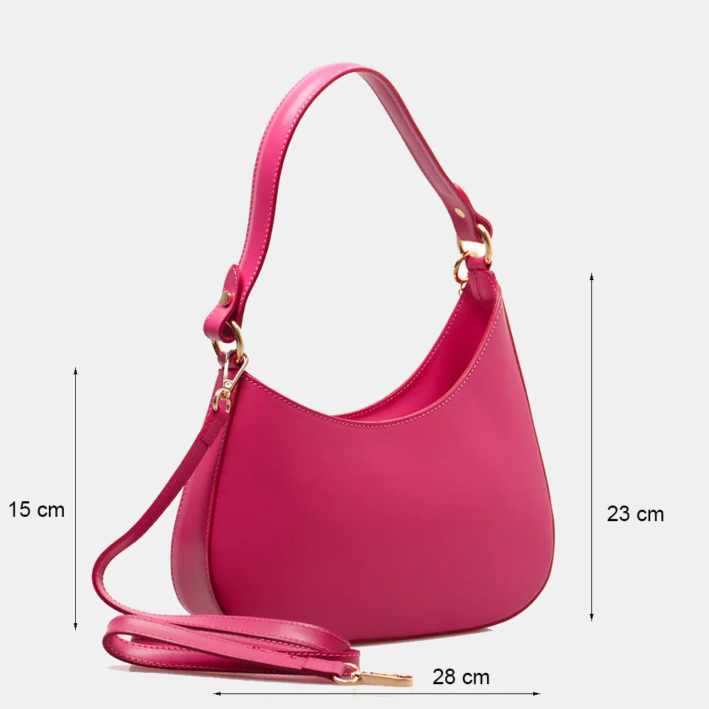 Borsa a Spalla VIAVERDI in Pelle Fucsia Made in Italy linea Certaldo - Image 6