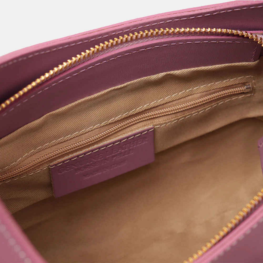 Borsa a Spalla VIAVERDI in Pelle Lilla Made in Italy linea Certaldo - Image 7