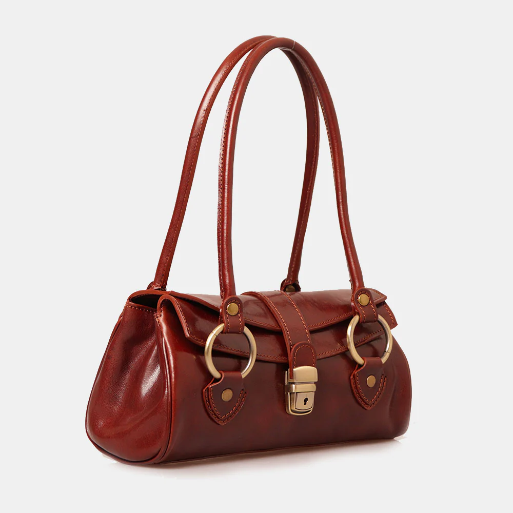 Borsa a Spalla VIAVERDI in Pelle Marrone Made in Italy linea Firenze - Image 3