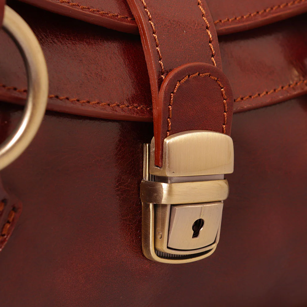Borsa a Spalla VIAVERDI in Pelle Marrone Made in Italy linea Firenze - Image 6