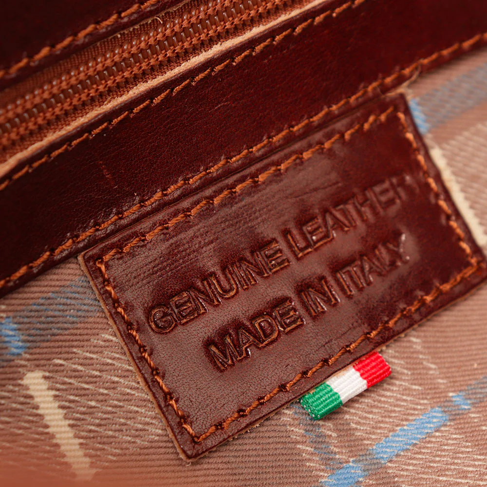 Borsa a Spalla VIAVERDI in Pelle Marrone Made in Italy linea Firenze - Image 9