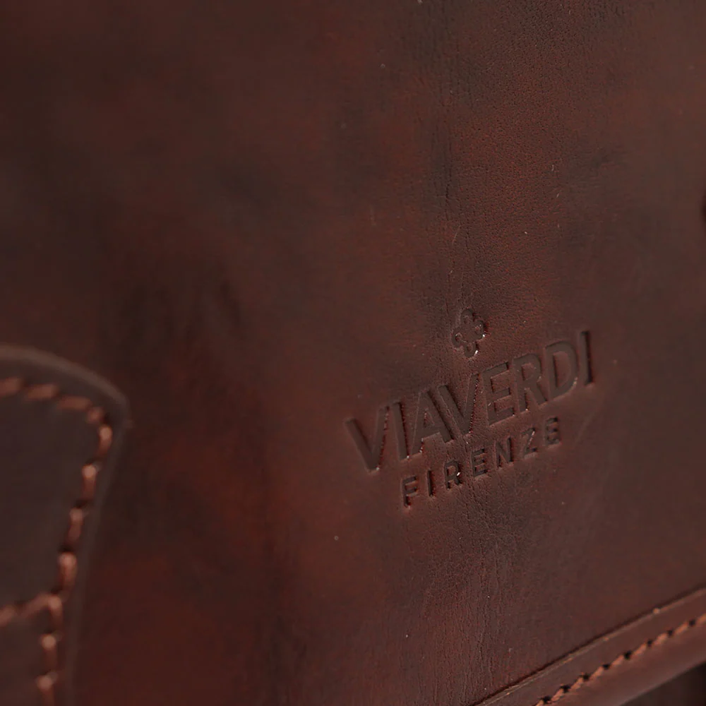 Borsa a tracolla VIAVERDI in Pelle Marrone Made in Italy linea Firenze - Image 10