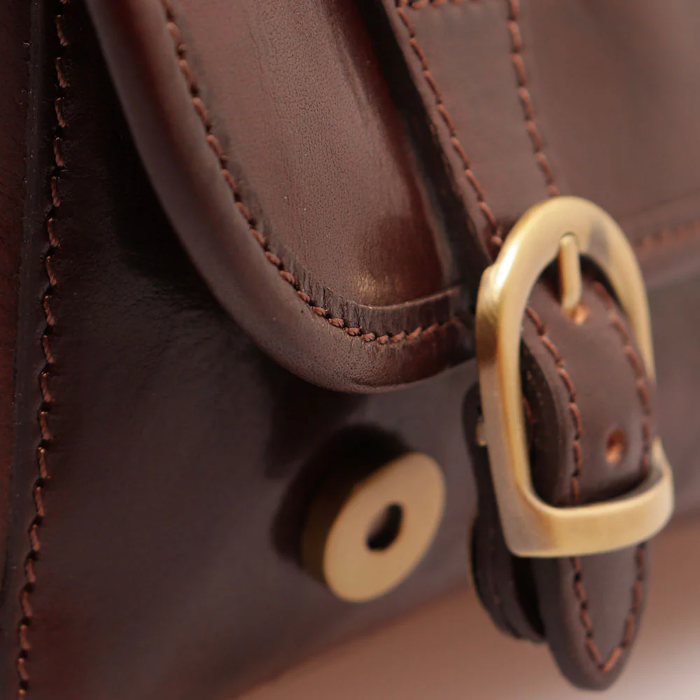 Borsa a tracolla VIAVERDI in Pelle Marrone Made in Italy linea Firenze - Image 11