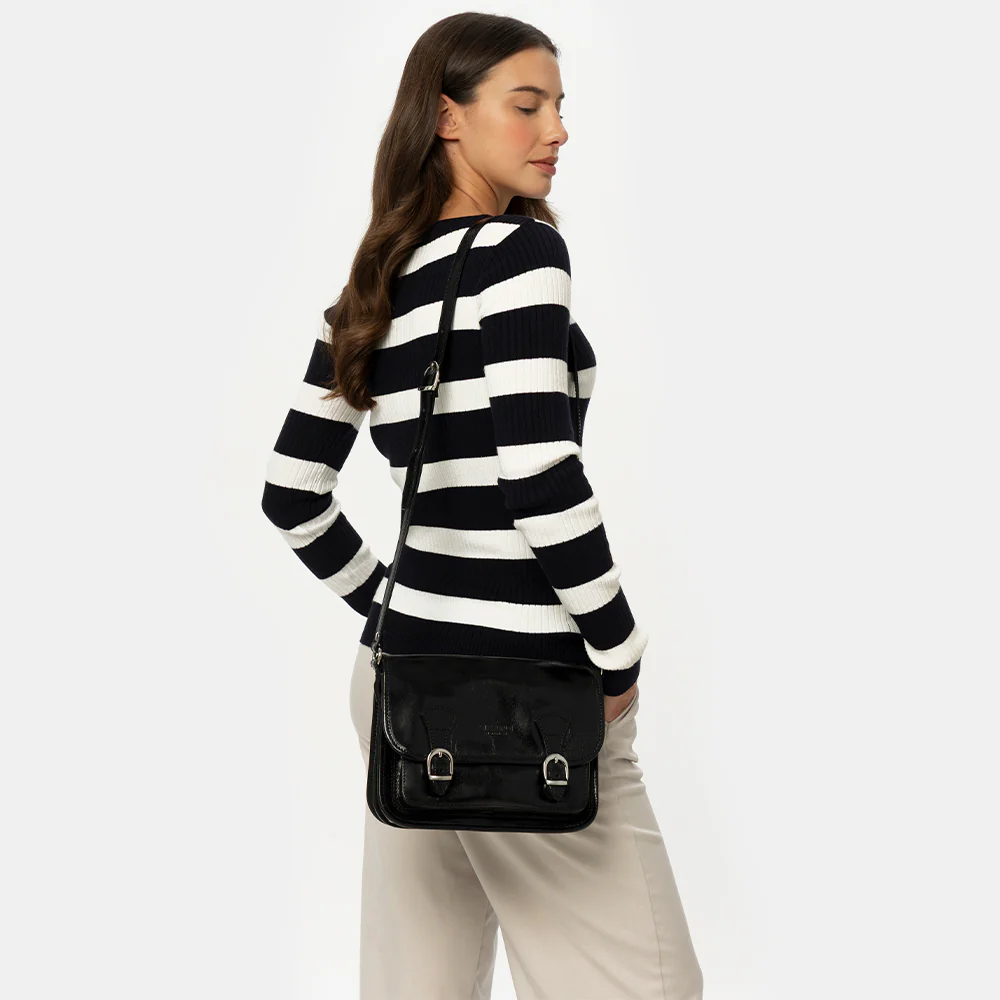 Borsa a tracolla VIAVERDI in Pelle Marrone Made in Italy linea Firenze - Image 2