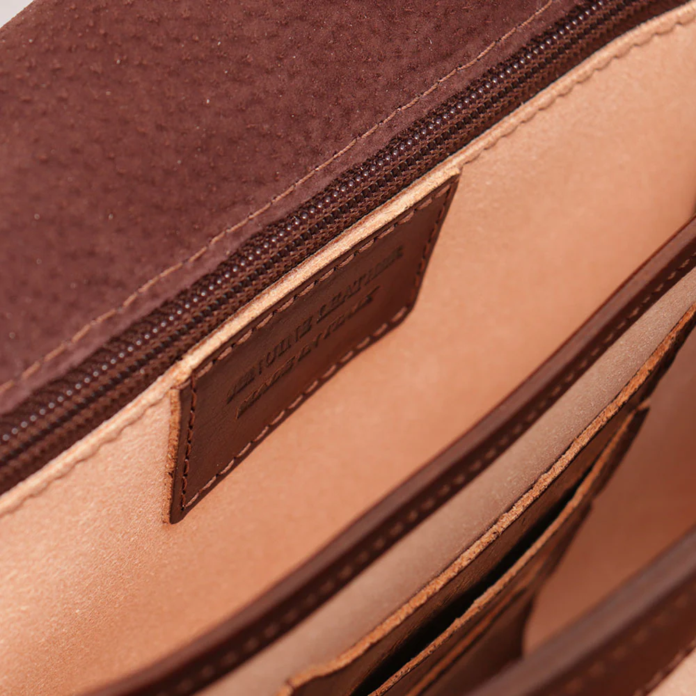 Borsa a tracolla VIAVERDI in Pelle Marrone Made in Italy linea Firenze - Image 8