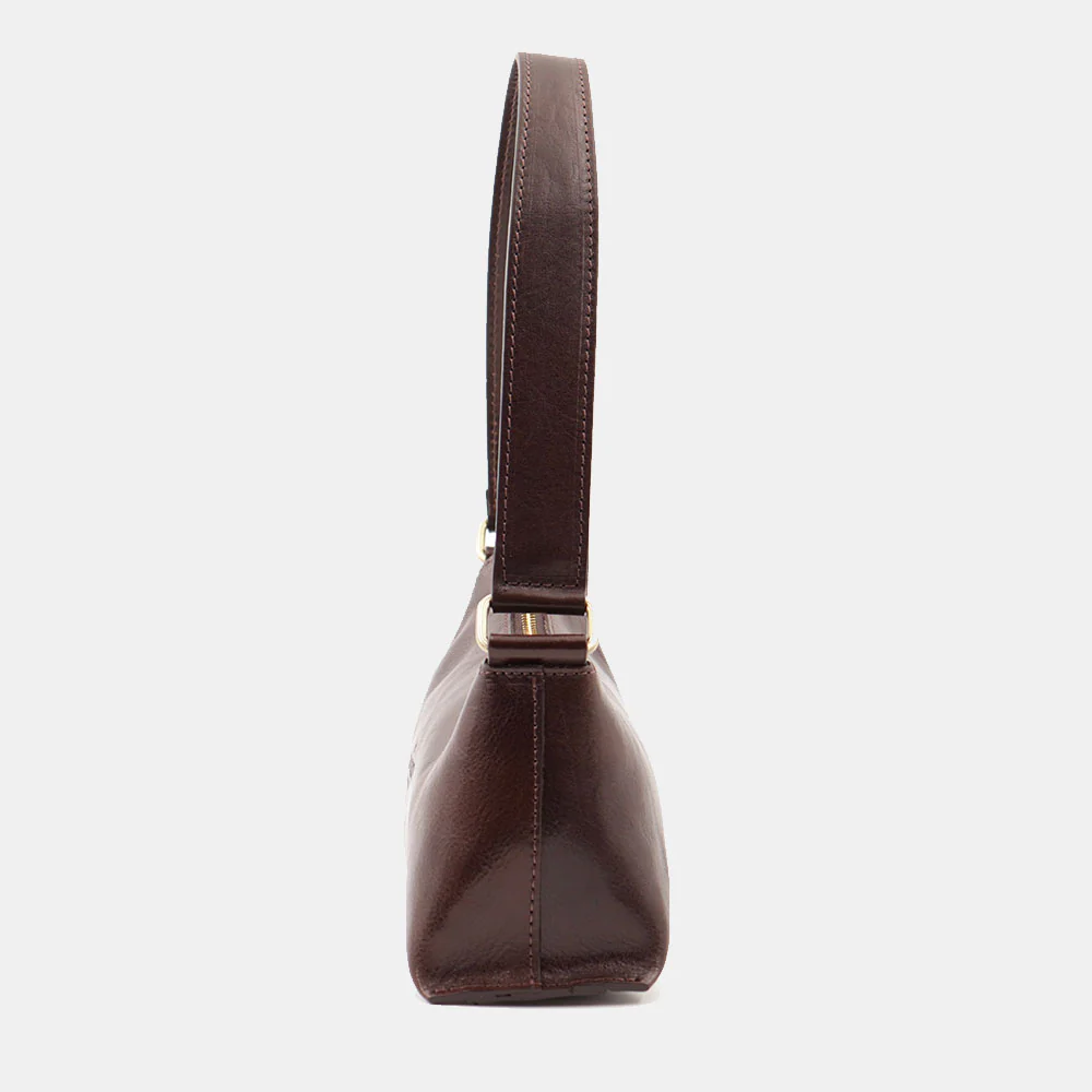 Borsa a Spalla VIAVERDI in Pelle Marrone Testa di Moro Made in Italy linea Firenze - Image 5