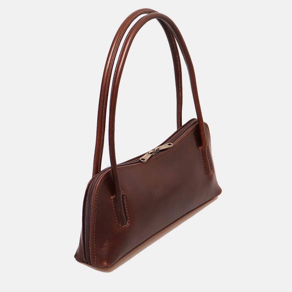 Borsa a Spalla VIAVERDI in Pelle Marrone Testa di Moro Made in Italy linea Firenze - Image 5
