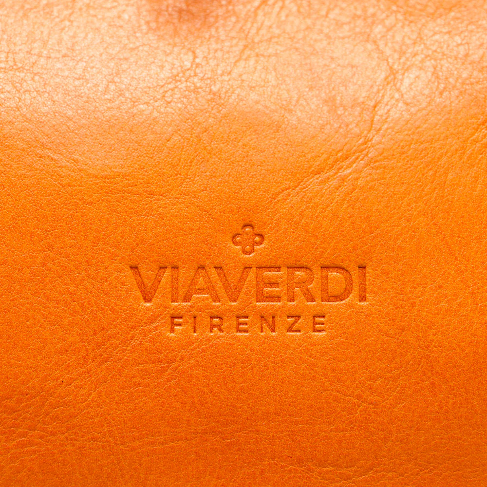 Borsa a Spalla VIAVERDI in Pelle Miele Made in Italy linea Firenze - Image 8