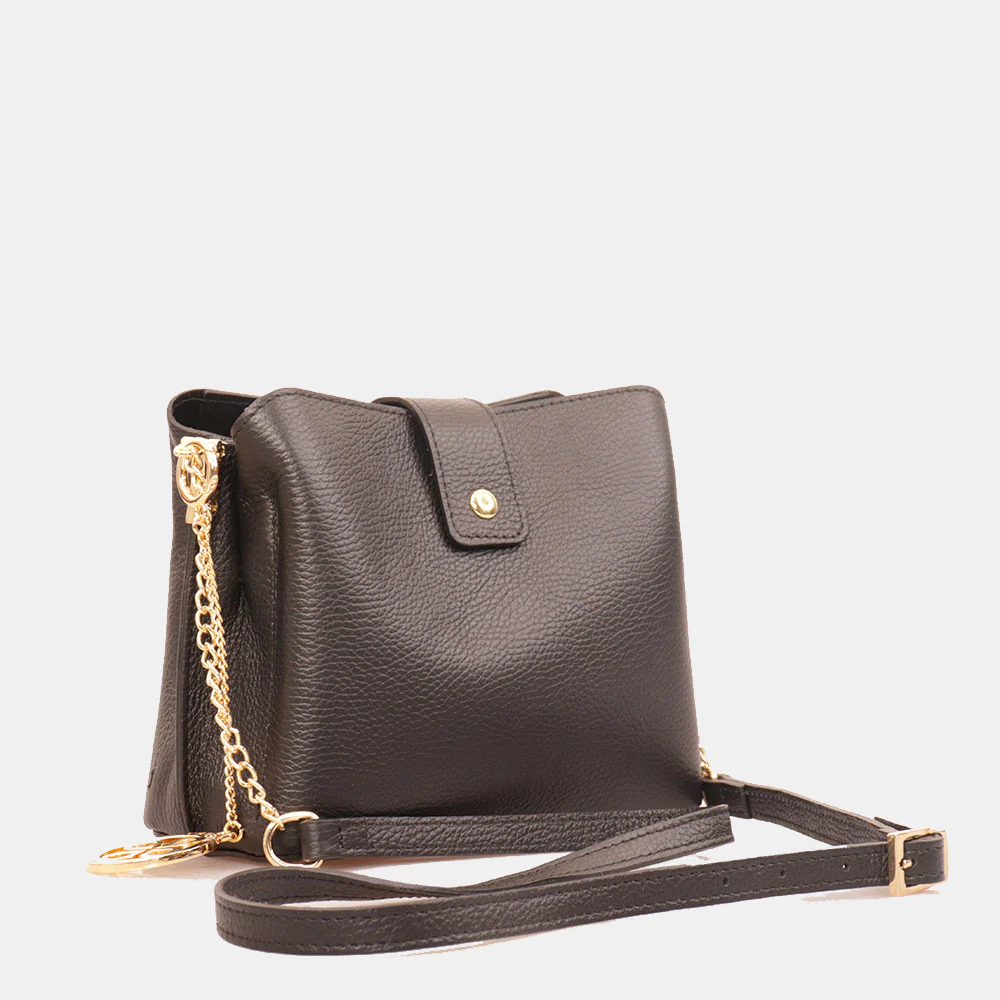 Borsa a Spalla VIAVERDI in Pelle Nera Made in Italy - Image 3