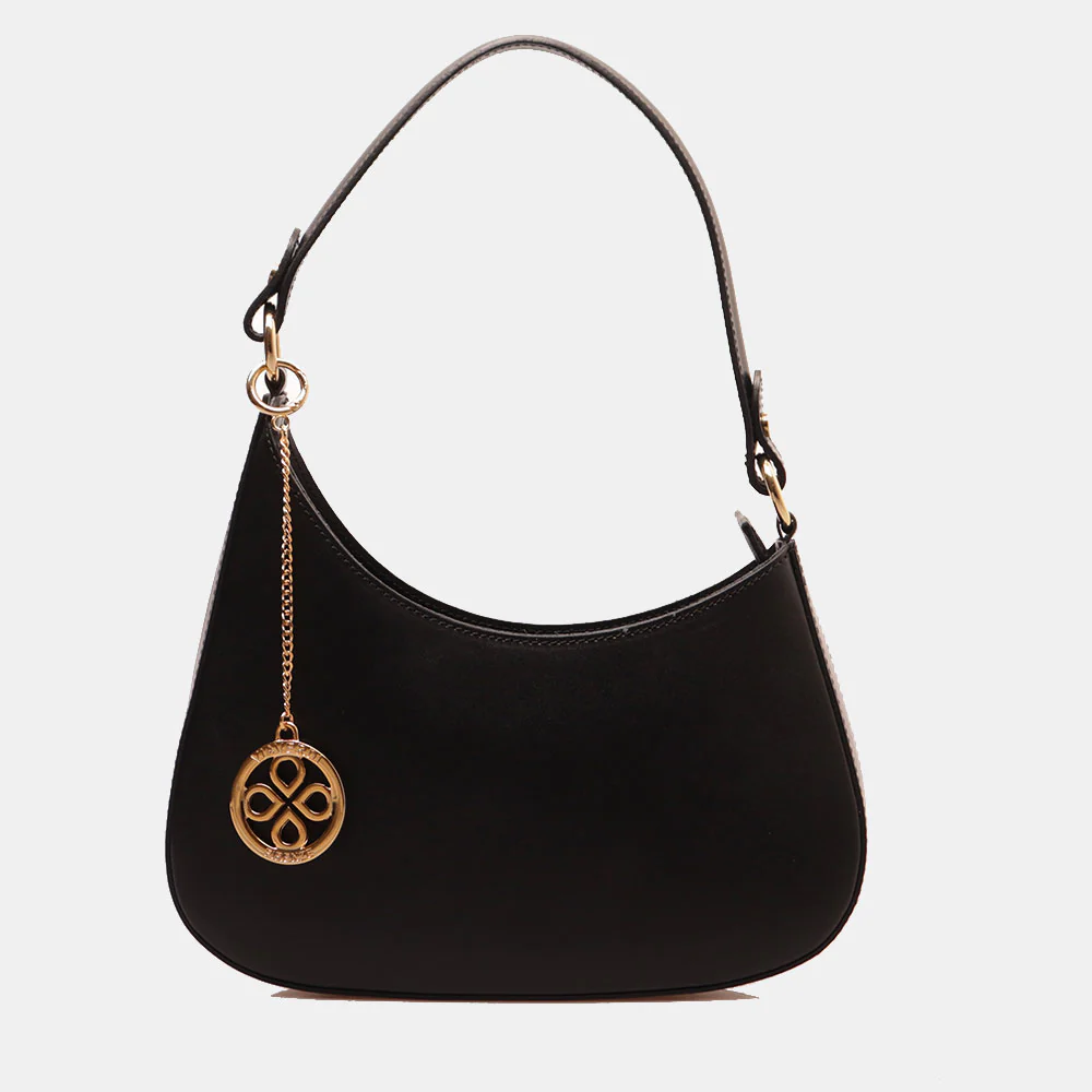 Borsa a Spalla VIAVERDI in Pelle Nera Made in Italy linea Certaldo