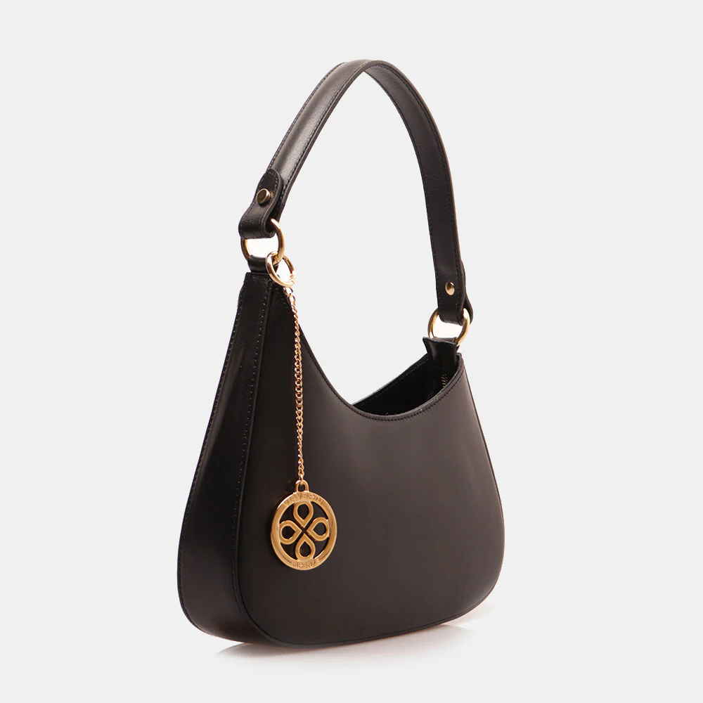 Borsa a Spalla VIAVERDI in Pelle Nera Made in Italy linea Certaldo - Image 4