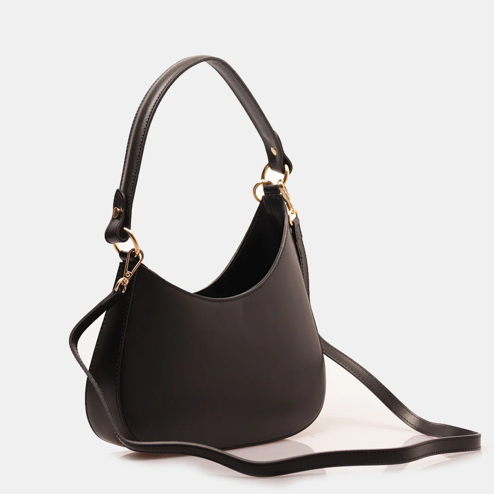 Borsa a Spalla VIAVERDI in Pelle Nera Made in Italy linea Certaldo - Image 5