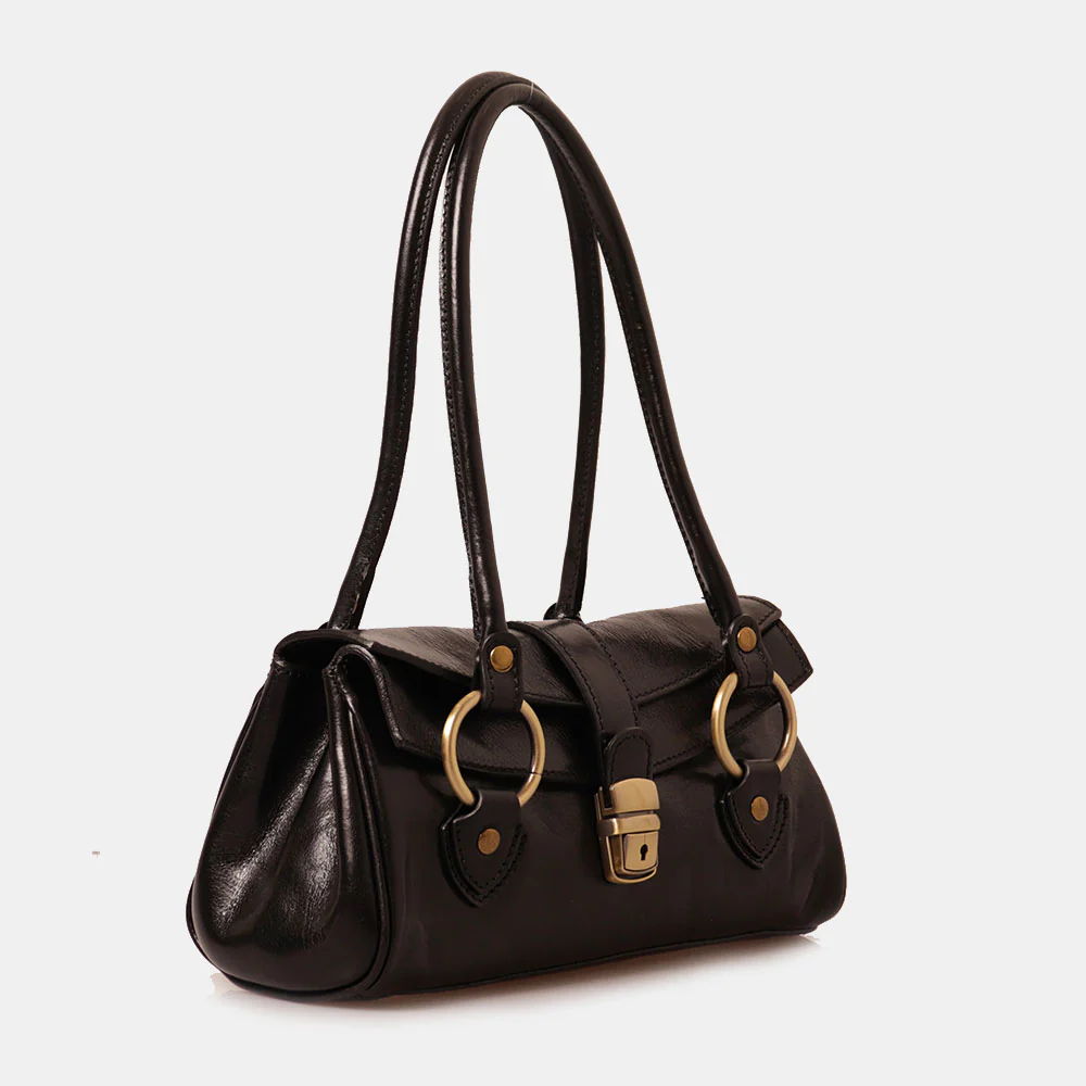 Borsa a Spalla VIAVERDI in Pelle Nera Made in Italy linea Firenze - Image 3
