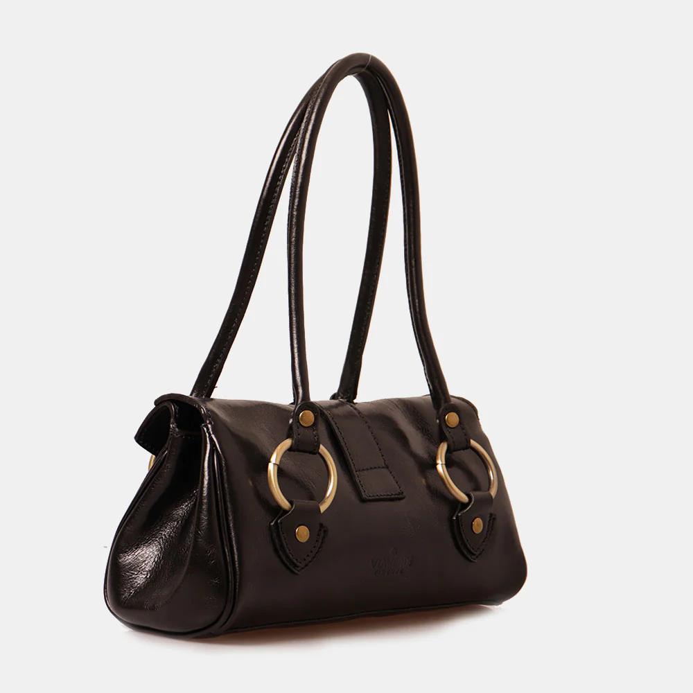 Borsa a Spalla VIAVERDI in Pelle Nera Made in Italy linea Firenze - Image 4