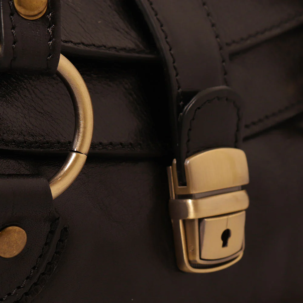 Borsa a Spalla VIAVERDI in Pelle Nera Made in Italy linea Firenze - Image 5
