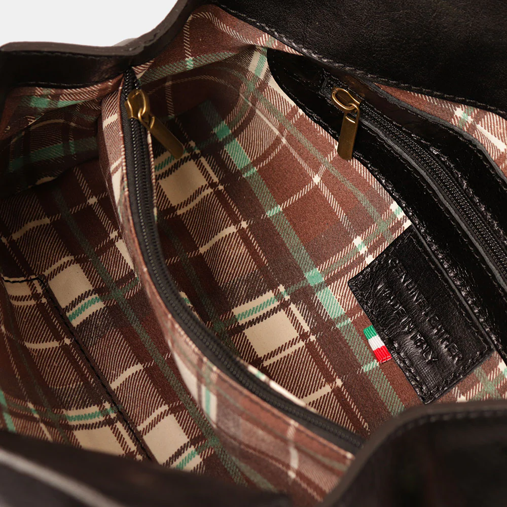 Borsa a Spalla VIAVERDI in Pelle Nera Made in Italy linea Firenze - Image 6