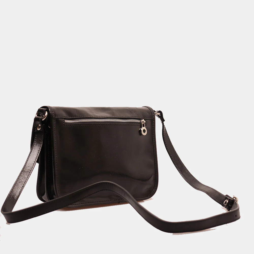 Borsa a tracolla VIAVERDI in Pelle Nera Made in Italy linea Firenze - Image 3