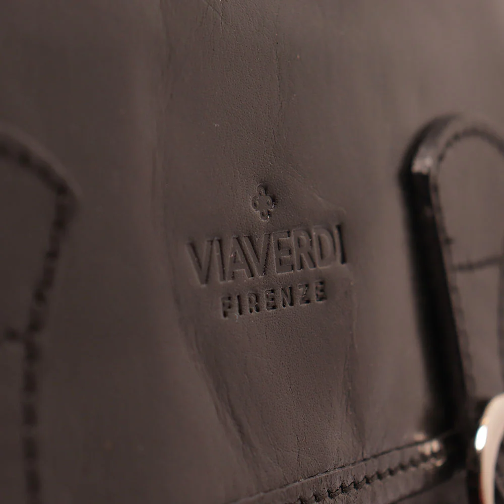 Borsa a tracolla VIAVERDI in Pelle Nera Made in Italy linea Firenze - Image 6