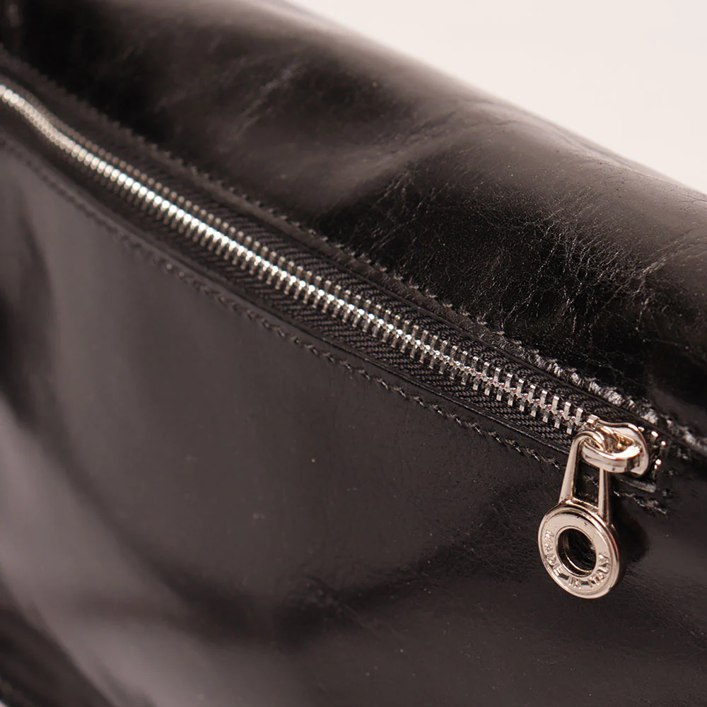 Borsa a tracolla VIAVERDI in Pelle Nera Made in Italy linea Firenze - Image 8