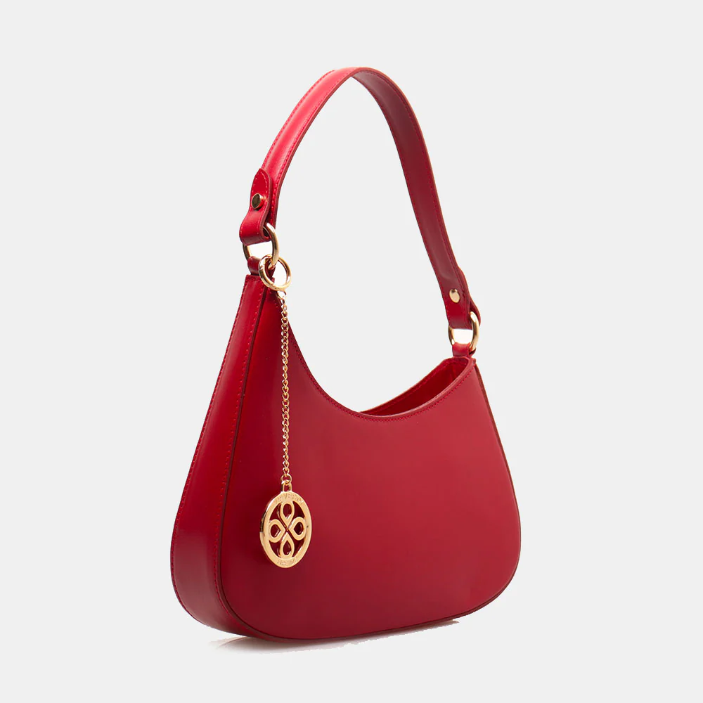 Borsa a Spalla VIAVERDI in Pelle Rossa Made in Italy linea Certaldo - Image 4