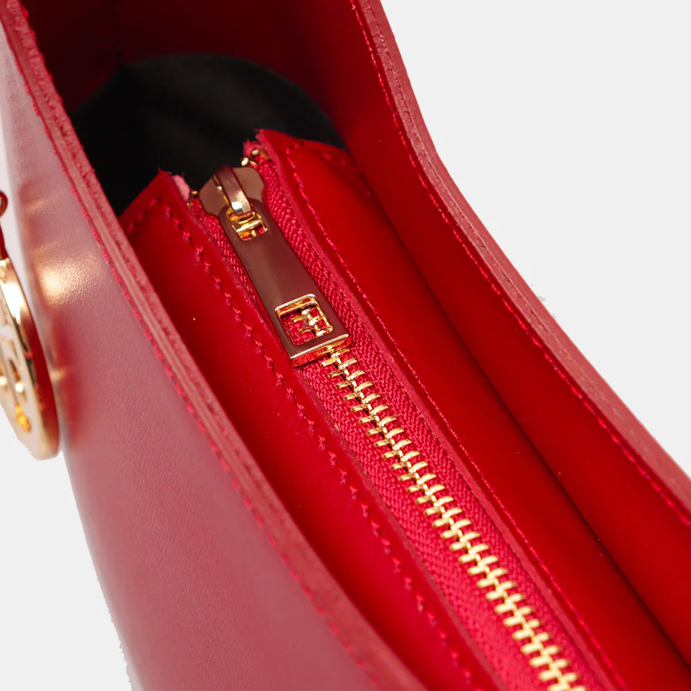 Borsa a Spalla VIAVERDI in Pelle Rossa Made in Italy linea Certaldo - Image 6