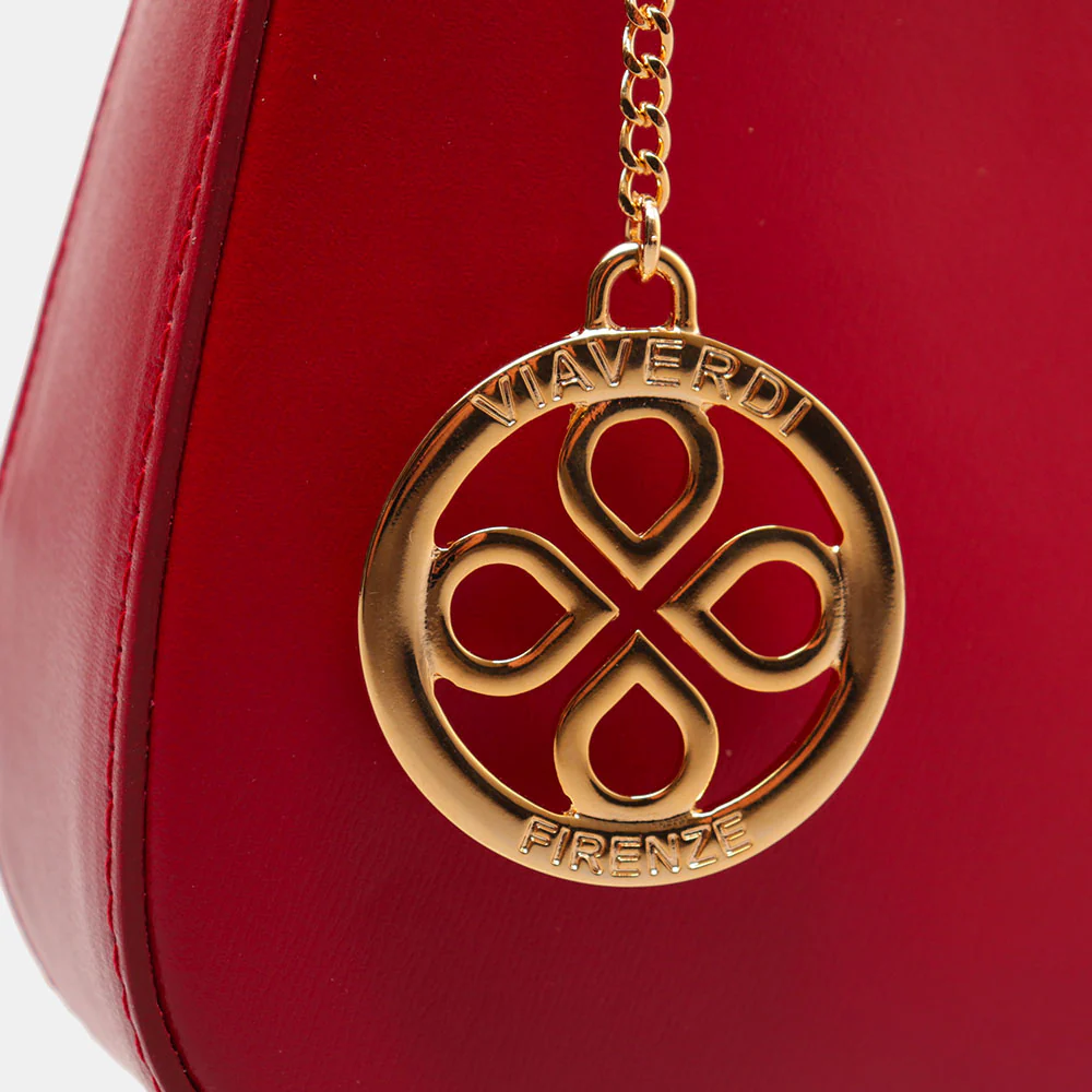 Borsa a Spalla VIAVERDI in Pelle Rossa Made in Italy linea Certaldo - Image 8